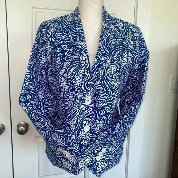 TALBOTS Navy Blue and White Blazer Like New - Picture 14 of 16